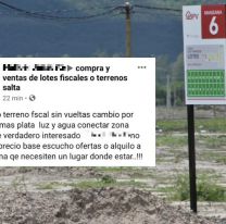 En Facebook, venden terrenos fiscales en Salta: los cambian hasta por una moto