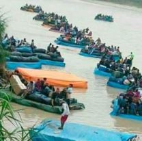 No son las Olimpiadas: la impactante foto de decena de gomones en el río Bermejo