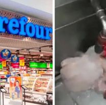 Un empleado de Carrefour mostró cómo lavan la carne podrida, antes de venderla