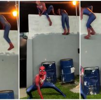 Spiderman quiso dársela de piola en un cumple y terminó partiéndose el mate