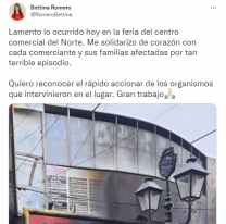 Bettina se solidarizó con los comerciantes afectados por el incendio