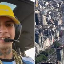 L-Gante paseó en helicóptero durante los festejos en el Obelisco [VIDEO]